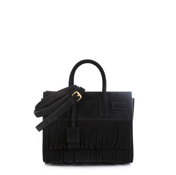 Saint Laurent Sac de Jour Bag Fringe Suede Nano Black 459031