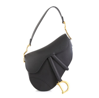Christian Dior Saddle Handbag Leather Medium Black 459032