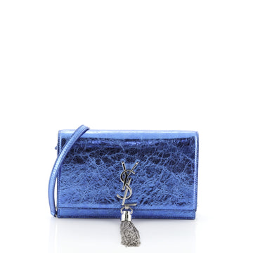 Saint Laurent Classic Monogram Tassel Chain Wallet Leather  Blue 459164