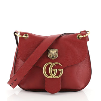 Gucci GG Marmont Animalier Shoulder Bag Leather Medium Red 459169