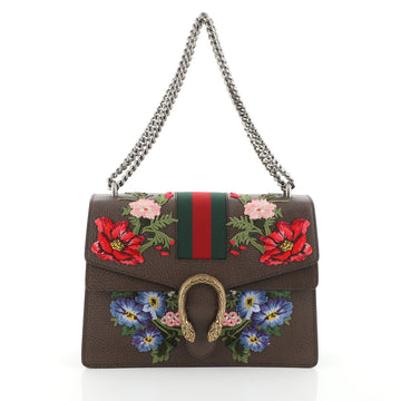 Gucci Web Dionysus Bag Embroidered Leather Medium Brown 459181