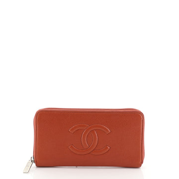 Chanel Timeless CC Zipped Wallet Caviar Long Orange 459182