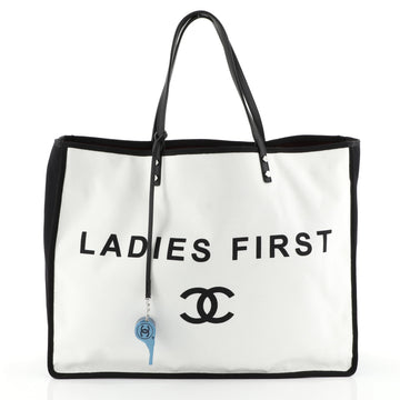 Chanel Let's Demonstrate Tote Canvas Large White 459183