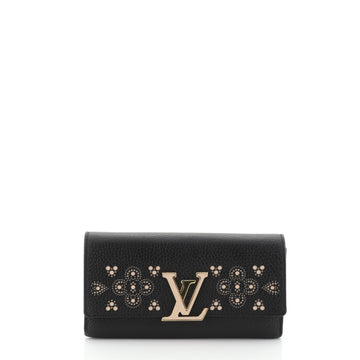 Louis Vuitton Capucines Wallet Perforated Leather Black 45922100