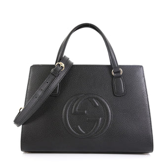 Gucci Soho Convertible Top Handle Satchel Leather Medium Black 4592210