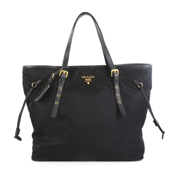Prada Belted Tote Tessuto and Saffiano Leather Medium Black 45922114