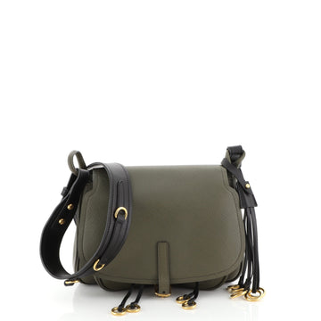 Prada Corsaire Messenger Bag Calfskin and Saffiano Leather  Green 45922121