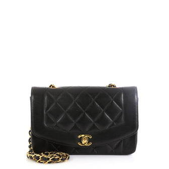 Chanel Vintage Diana Flap Bag Quilted Lambskin Small Black 45922122