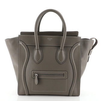 Celine Luggage Handbag Grainy Leather Mini Gray 4592213