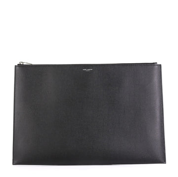 Saint Laurent Letters Zip Clutch Leather Large Black 45922140