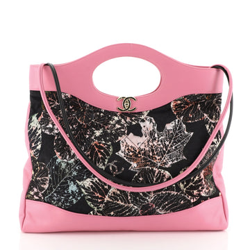 Chanel 31 Shopping Bag Quilted Printed Cotton and Calfskin Large Pink 45922163