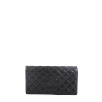 Chanel Diamond CC Flap Wallet Quilted Caviar Long Black 45922175