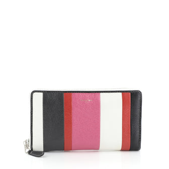 Balenciaga Bazar Zip Wallet Striped Leather Long