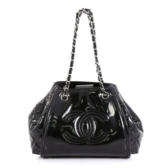 Chanel Lipstick Accordion Tote Patent Vinyl Small Black 45922213