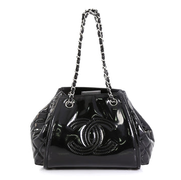 Chanel Lipstick Accordion Tote Patent Vinyl Small Black 45922213