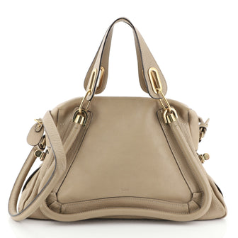 Chloe Paraty Top Handle Bag Leather Medium Neutral 45922224