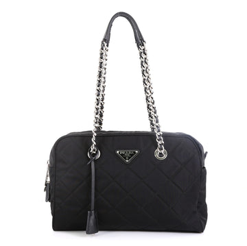 Prada Chain Shoulder Bag Quilted Tessuto Medium Black 45922236