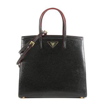 Prada Slim Convertible Tote Vernice Saffiano Leather Medium Black 4592224