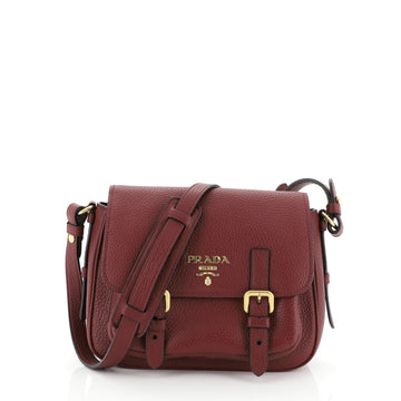 Prada Buckle Messenger Bag Vitello Daino Mini Red 45922250