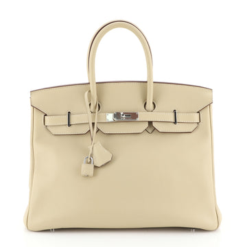 Hermes Birkin Handbag Light Swift with Palladium Hardware 35 Neutral 45922256