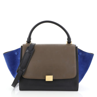 Celine Tricolor Trapeze Handbag Leather Medium Black 45922262