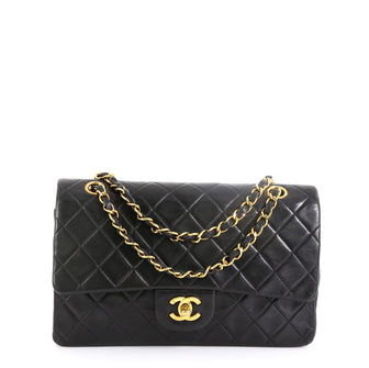 Chanel Vintage Classic Double Flap Bag Quilted Lambskin Medium Black 45922266