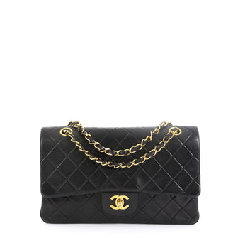Chanel Vintage Classic Double Flap Bag Quilted Lambskin Medium Black 45922267