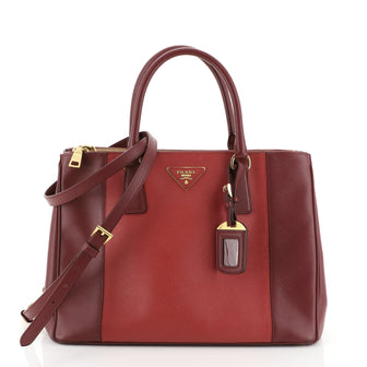 Prada Bicolor Double Zip Lux Tote Saffiano Leather Medium Red 45922278