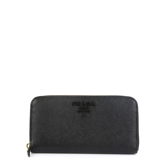 Prada Monochrome Zip Around Wallet Saffiano Leather 