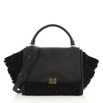 Celine Trapeze Handbag Astrakhan Fur with Leather Medium