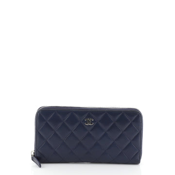 Chanel Zip Around Wallet Quilted Lambskin Long