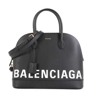 Balenciaga Logo Ville Bag Leather Medium Black 45922303