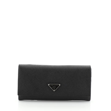 Prada Flap Wallet Saffiano Leather Long Black 45922306