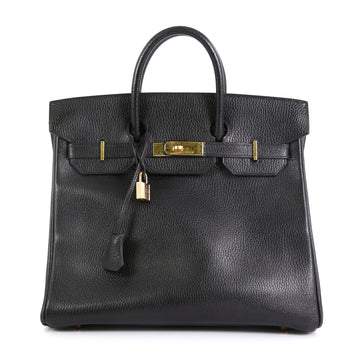 Hermes HAC Birkin Bag Black Ardennes with Gold Hardware 32