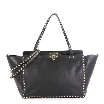 Valentino Rockstud Tote Soft Leather Medium Black 4592237