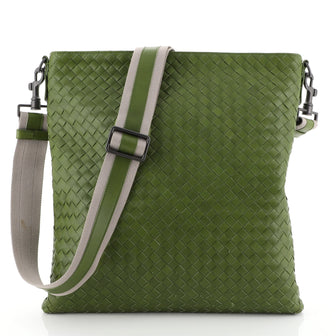 Bottega Veneta Flat Messenger Bag Intrecciato Nappa Medium Green 4592240