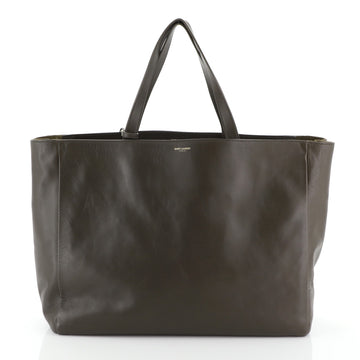 Saint Laurent Reversible East West Shopper Tote Leather Green 4592254