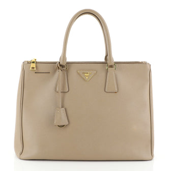 Prada Double Zip Lux Tote Saffiano Leather Large Neutral 4592274