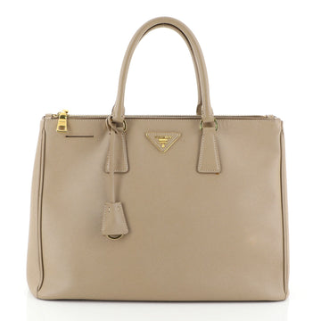 Prada Double Zip Lux Tote Saffiano Leather Large Neutral 4592274