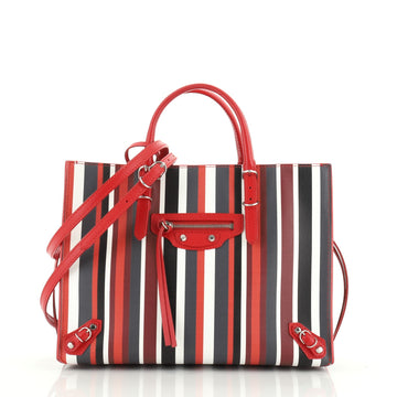 Balenciaga Papier A4 Zip Around Classic Studs Bag Striped Leather Mini
