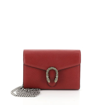 Gucci Dionysus Chain Wallet Leather with Embellished Detail Small Red...