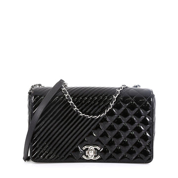 Chanel Coco Boy Flap Bag Quilted Patent Large Black 459321