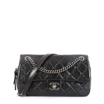Chanel Duo Color Flap Bag Quilted Aged Calfskin Medium Black 459331