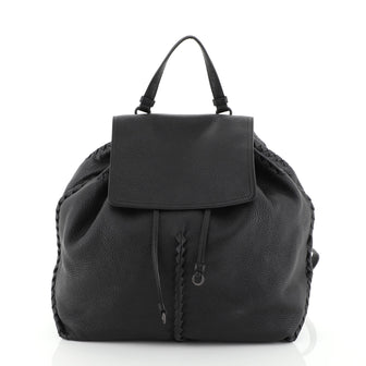 Bottega Veneta Backpack Leather with Intrecciato Medium Black 459481