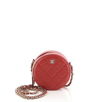 Chanel Round Clutch with Chain Quilted Caviar Mini Red 459501