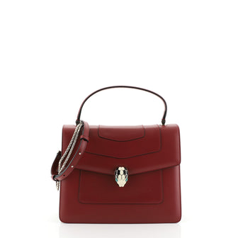 Bvlgari Serpenti Forever Top Handle Bag Leather Medium Red 459591