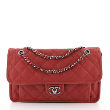 Chanel French Riviera Flap Bag Quilted Caviar Large
