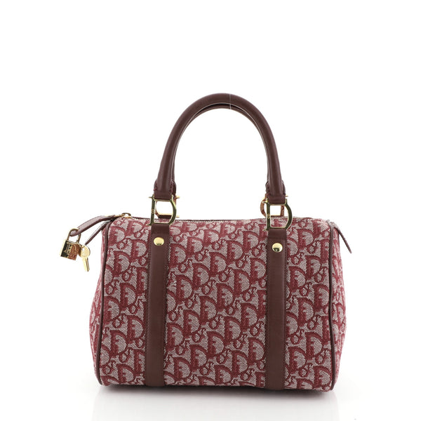 Christian Dior Vintage Trotter Boston Bag Diorissimo Canvas Small