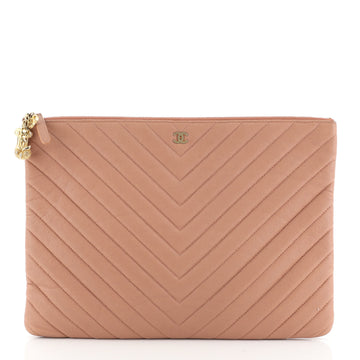 Chanel Paris-Athens O Case Clutch Chevron Caviar Large