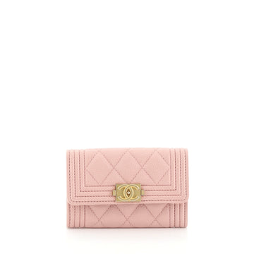 Chanel Boy Flap Card Holder Quilted Caviar 